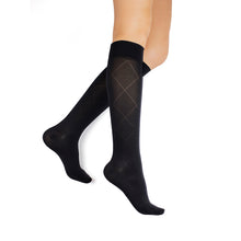 Rejuva Opaque Diamond Knee High 20-30, Black, X-Large