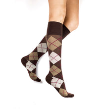 Argyle Compression Socks 15-20 , Chestnut, X-Large