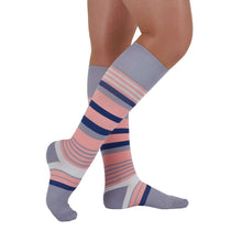 Rejuva Motley Stripe 15-20 mmHg Compression Socks Coral/Grey Size XL