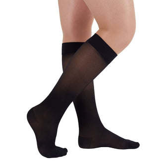 Rejuva Sheer 15-20 mmHg Knee High Compression Socks, Black, X-Large
