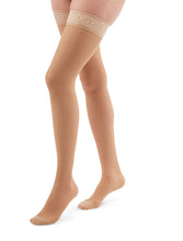duomed transparent 15-20 mmHg thigh with lace silicone top band petite closed toe nude small