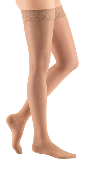 mediven sheer & soft 8-15 mmHg thigh lace topband  standard closed toe natural size F