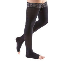 mediven comfort 20-30 mmHg thigh lace topband petite open toe ebony size VII
