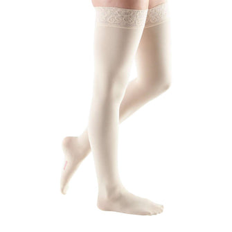 mediven comfort 20-30 mmHg thigh lace topband standard closed toe wheat size VII