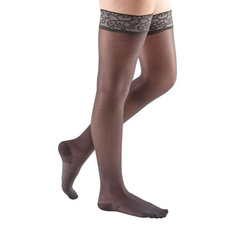mediven sheer & soft 30-40 mmHg thigh standard top band closed toe charcoal size VII